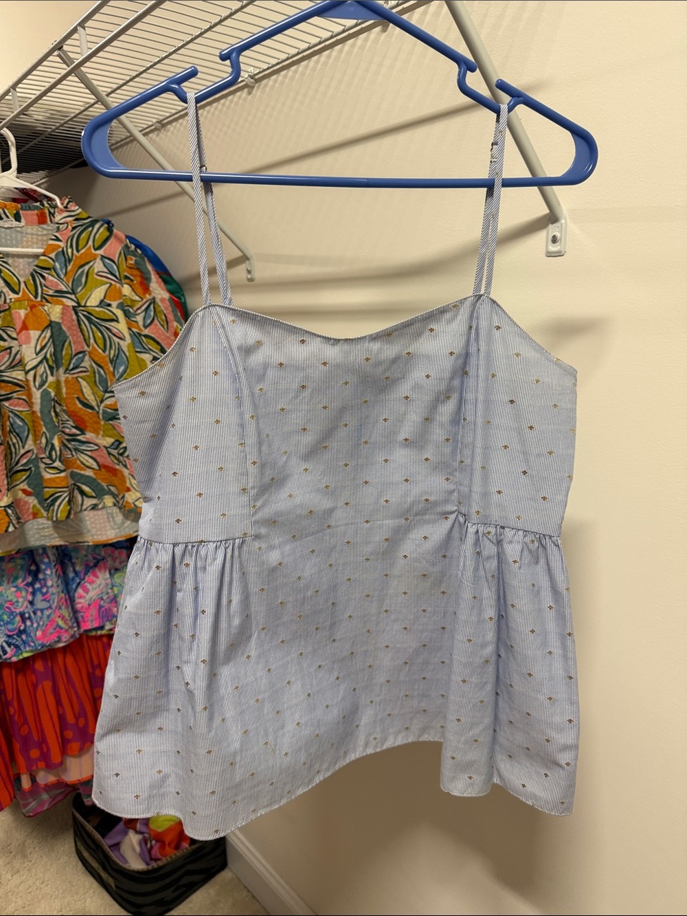 Amanda Uprichard Light Blue Eyelet Peplum Tank Top